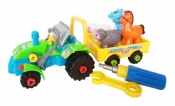 Traktor z przyczepą do skręcania