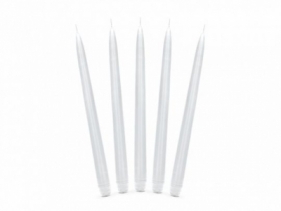 Świeca Partydeco Stożkowa matowy biały 1op/10szt - biały 240mm (SKMET-008)