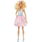 Barbie Fashionistas Lalka w białoróżowej sukience