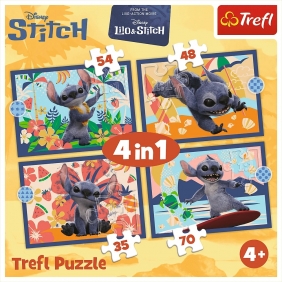 Trefl, Puzzle 4w1 Lilo & Stitch, Wakacje na Hawajach (34666)