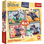 Trefl, Puzzle 4w1 Lilo & Stitch, Wakacje na Hawajach (34666)