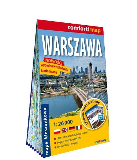 Warszawa kieszonkowy laminowany plan miasta 1:26 000