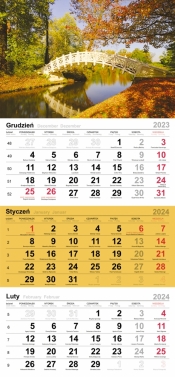 Kalendarz ścienny, trójdzielny 2024 (T-106T-09)