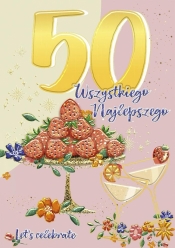 Karnet A5 Urodziny 50 - Patera z truskawkami