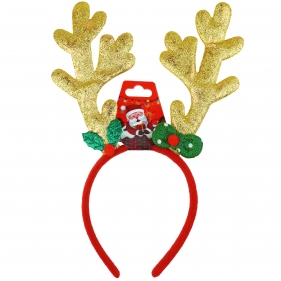 Świąteczna opaska na głowę - Złote poroże renifera