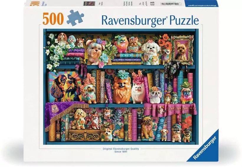 Ravensburger, Puzzle 500: Psy na półce (12001466)