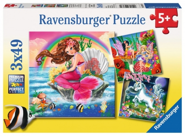Puzzle 3x49 elementów - Świat mitycznych stworzeń (093670)