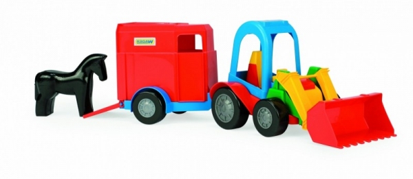 Traktor ładowarka z przyczepą na konia 41 cm folia (35200b)