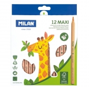 Kredki ołówkowe MILAN MAXI NATURAL trójkątne, 12 kolorów (07226212FSC)