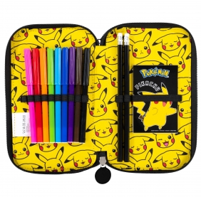 Piórnik szkolny podwójny z wyposażeniem - Pokemon