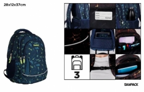 Plecak trzykomorowy Play granatowy 28x12x37cm