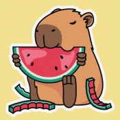 Malowanie po numerach -Kapibara i Chersoński arbuz