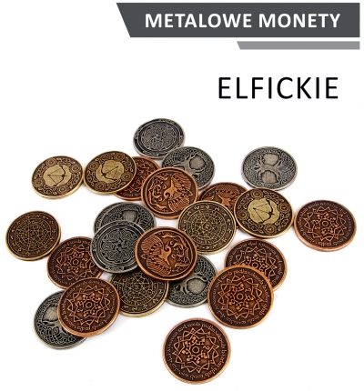 Metalowe monety elfickie zestaw 24 monet