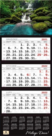 Kalendarz 2022 trójdzielny Premium Wodospad