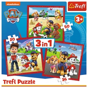 Trefl, Puzzle 3w1: Psi Patrol - Wesołe pieski (34867)