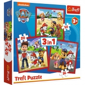 Trefl, Puzzle 3w1: Psi Patrol - Wesołe pieski (34867)