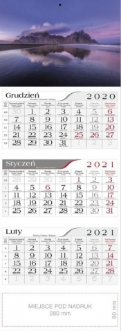 Kalendarz 2021 Trójdzielny Islandia CRUX
