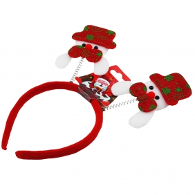 Świąteczna opaska na głowę z bałwankami na sprężynach