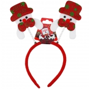 Świąteczna opaska na głowę z bałwankami na sprężynach