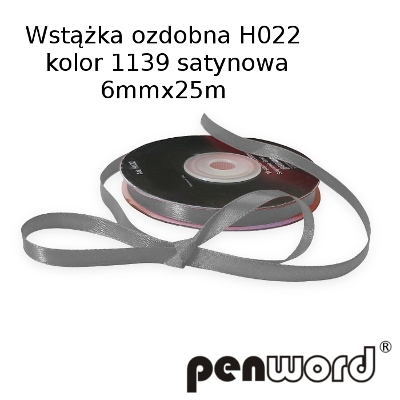 Wstążka ozdobna H022 kol.1139 satyna 6mmx25