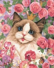 Malowanie po numerach Kot w różach (40 x 50 cm)