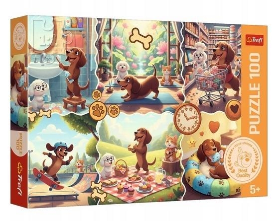 <img src='https://webimage.pl/pics/678/5/d5900511165678.jpg' style='height:440px' /> Puzzle 100 Długi dzień jamnika TREFL