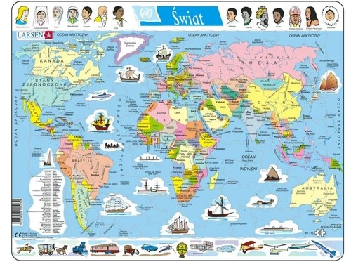 Układanka Świat Mapa polityczna 107 elementów