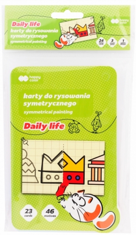 Karty do rysunku symetrycznego - Life, 24 karty, 3 pisaki, guma, Happy Color