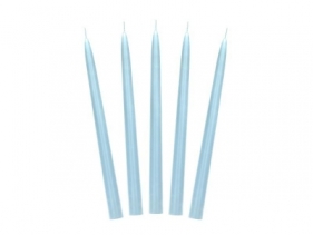 Świeca stożkowa matowa błękitna 24cm 10szt