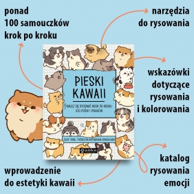 Pieski kawaii. Naucz się rysować krok po kroku. 100 psów i psiaków - Olive Yong