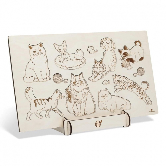 Puzzle drewniane Ani mru mru Rasy kotów