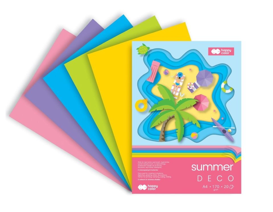 Happy Color, Blok Hobby Deco Summer, A4/20 ark., 5 kolorów