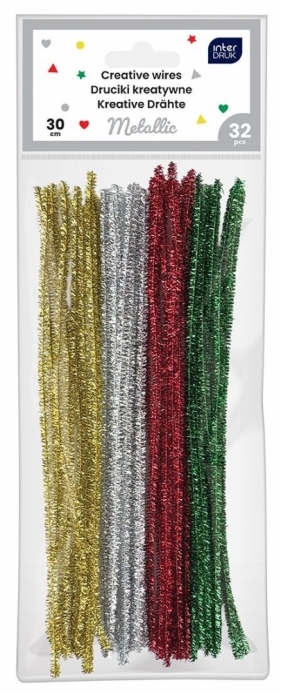 Kolorowe druciki kreatywne 30cm - Metallic, 32 szt.