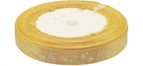 Wstążka satynowa z motywem świątecznym, 12x22 mm