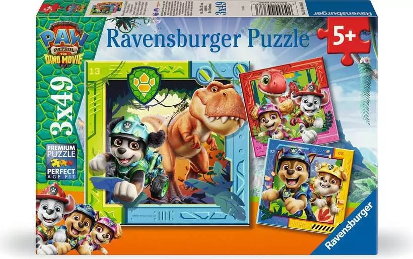 <img src='https://webimage.pl/pics/683/3/d4005555043683.png' style='height:440px' /> Ravensburger, Puzzle 3x49: Psi Patrol i dinozaury (12004368)