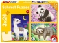 Puzzle 3x24: Panda, leniwiec, lama