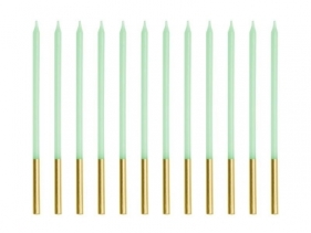 Świeczki urodzinowe gładkie zielone 14cm 12szt
