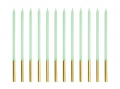Świeczki urodzinowe gładkie zielone 14cm 12szt