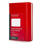Kalendarz 2014 mały Moleskine książkowy tygodniowy czerwony - <br />