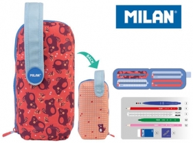 Multipiórnik MILAN owalny z 4 piórnikami NET & LIT róż
