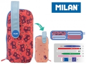 Multipiórnik MILAN owalny z 4 piórnikami NET & LIT róż