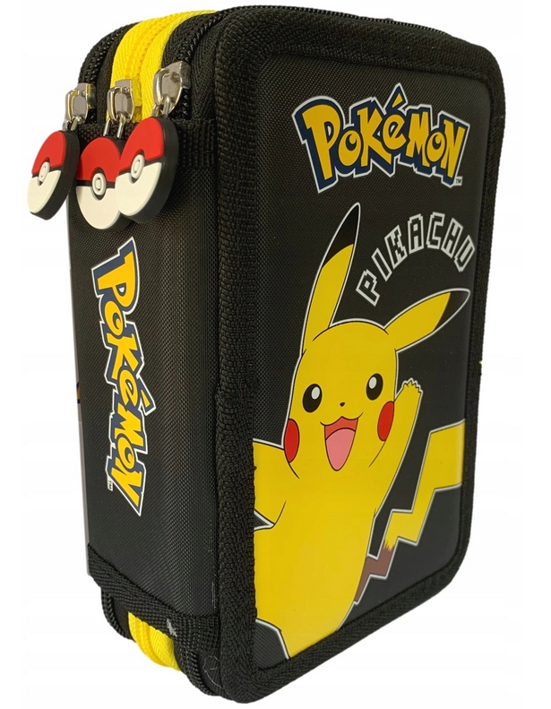 Piórnik szkolny potrójny z wyposażeniem - Pokemon