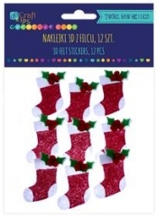 Naklejki 3d z filcu - świąteczne skarpety, 10 szt. (KSFI-067)