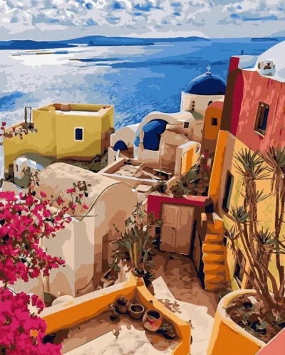 Malowanie po numerach - Wyspa Santorini 40x50cm