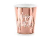 Kubeczki Happy Birthday! różowe złoto 260ml 6szt