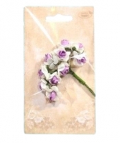 Kwiatki papierowe różyczki biało-fioletowe