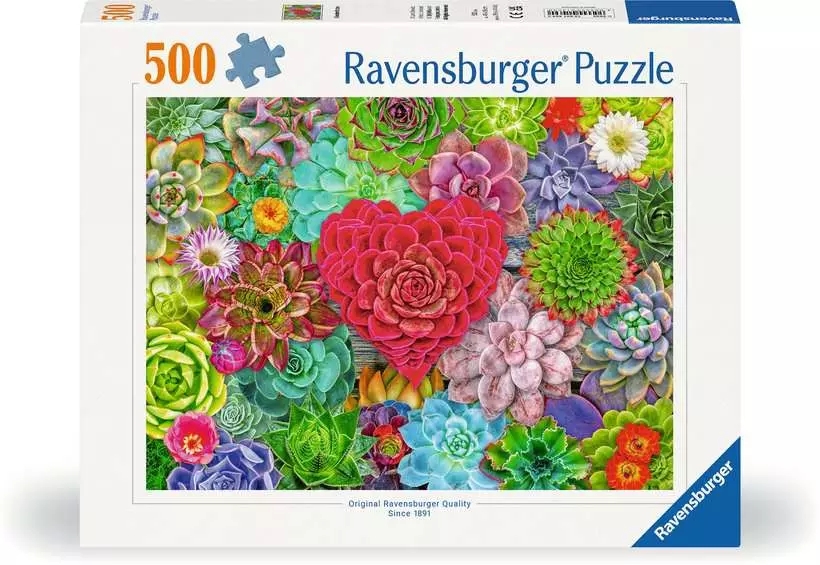 Ravensburger, Puzzle 500: Miłość - sukulenty (12001469)
