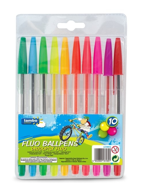 Długopisy Fluorescencyjne Lambo School 10-Kol. W Etui (L319W10)