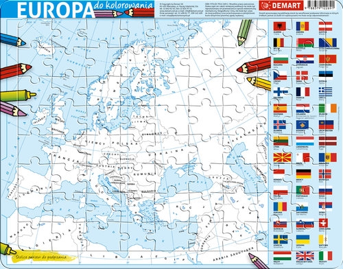 Puzzle ramkowe 72: Europa, kolorowanka