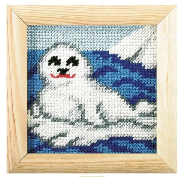 Haft z ramką. Moje pierwsze wyszywanie - Foczka